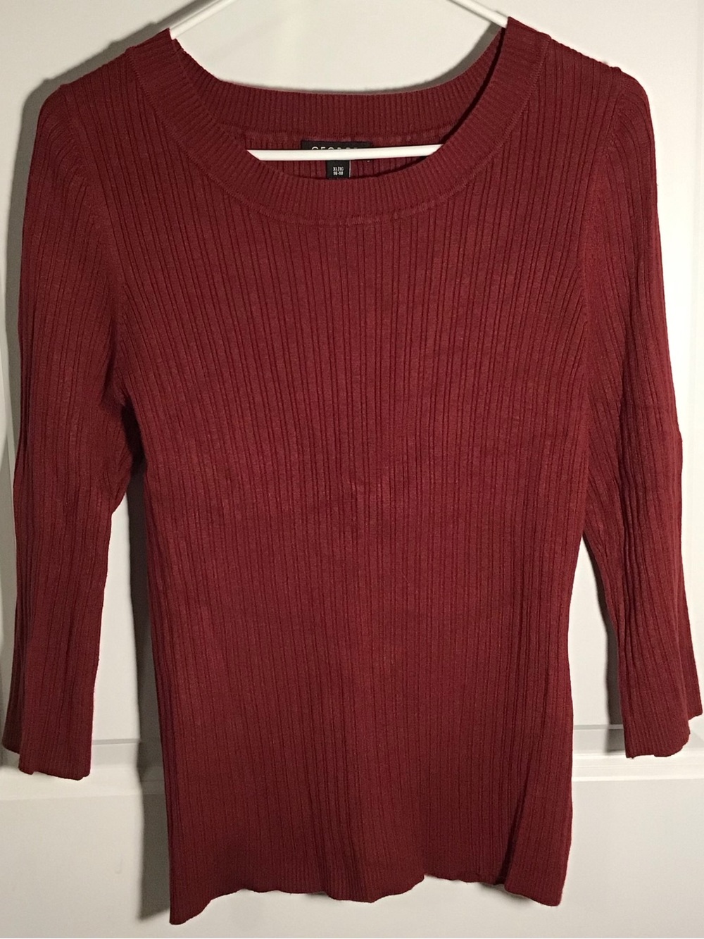 George Ribbed Crew Neck Sweater - Deep Red XL